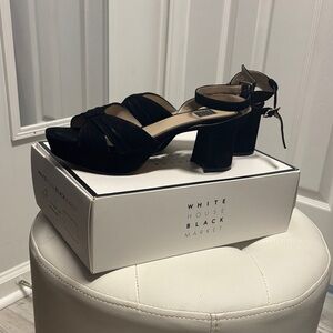 White House Black Market Black Strappy Heels